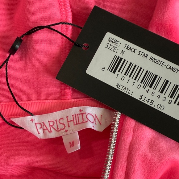 Paris Hilton Pink Hooded Jacket with Star Sleeve Detail - Picture 4 of 5